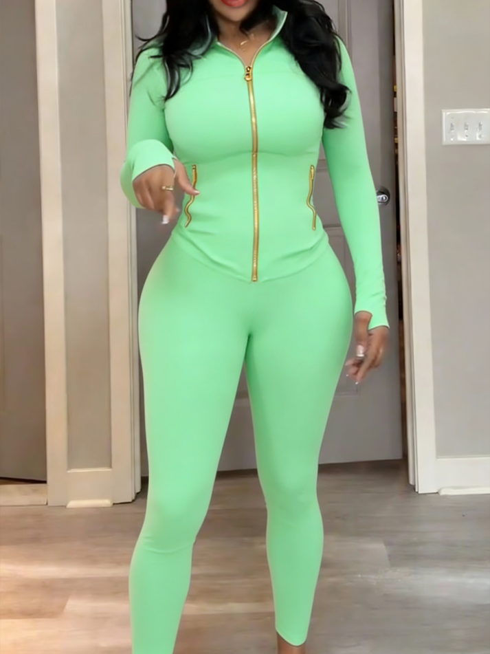 Golden Zipper Soft Brushed Sporty Set