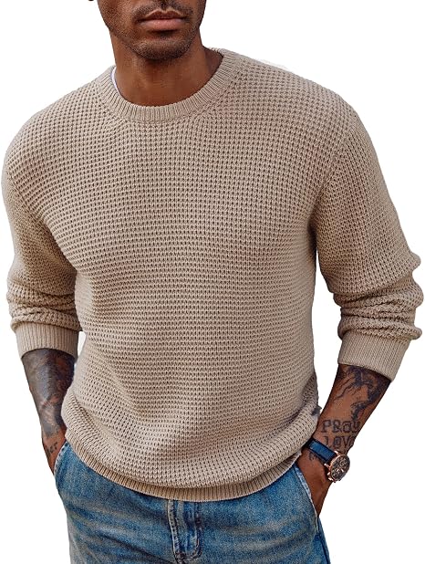 🔥 BESTSELLER | Men's Waffle Knit Crewneck Sweater