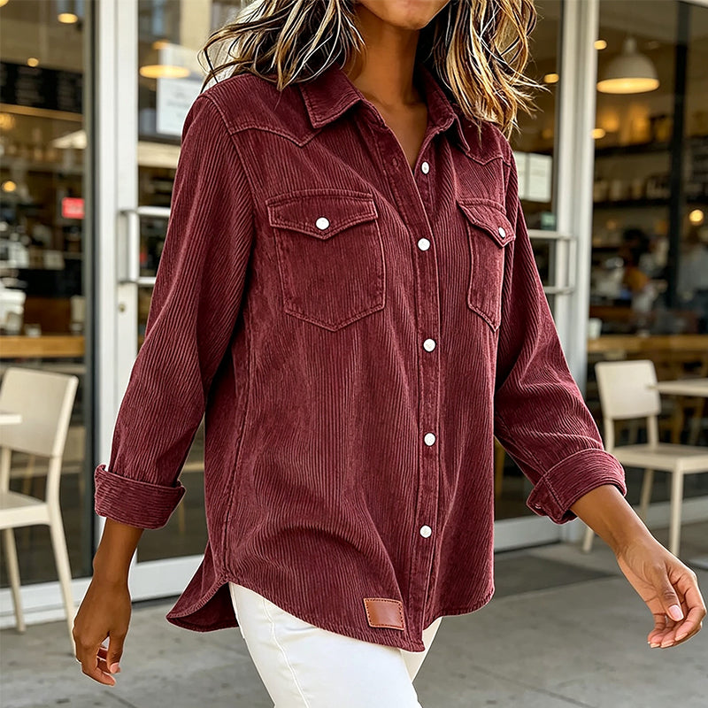 Bestseller🏆 Flap-Pocket Button-Front Top – Soft Ribbed Knit
